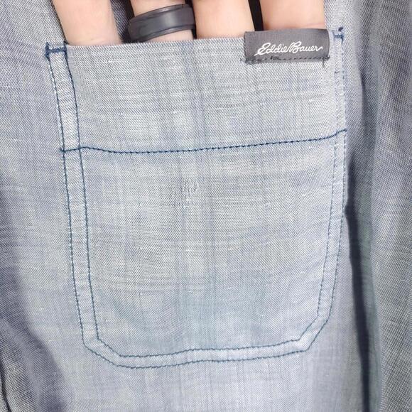 Eddie Bauer Shirt Mens Size XL Classic Fit Button Front Front Pocket Gray - Picture 6 of 9